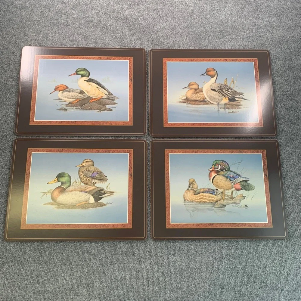 Pimpernel Duck Waterfowl Placemats & Coasters Set Cork Backed Vintage England